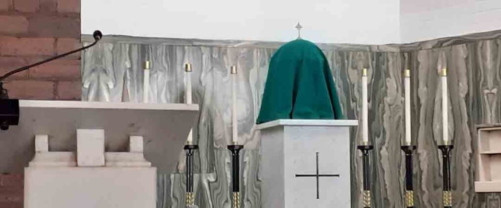 green tabernacle and lecturn